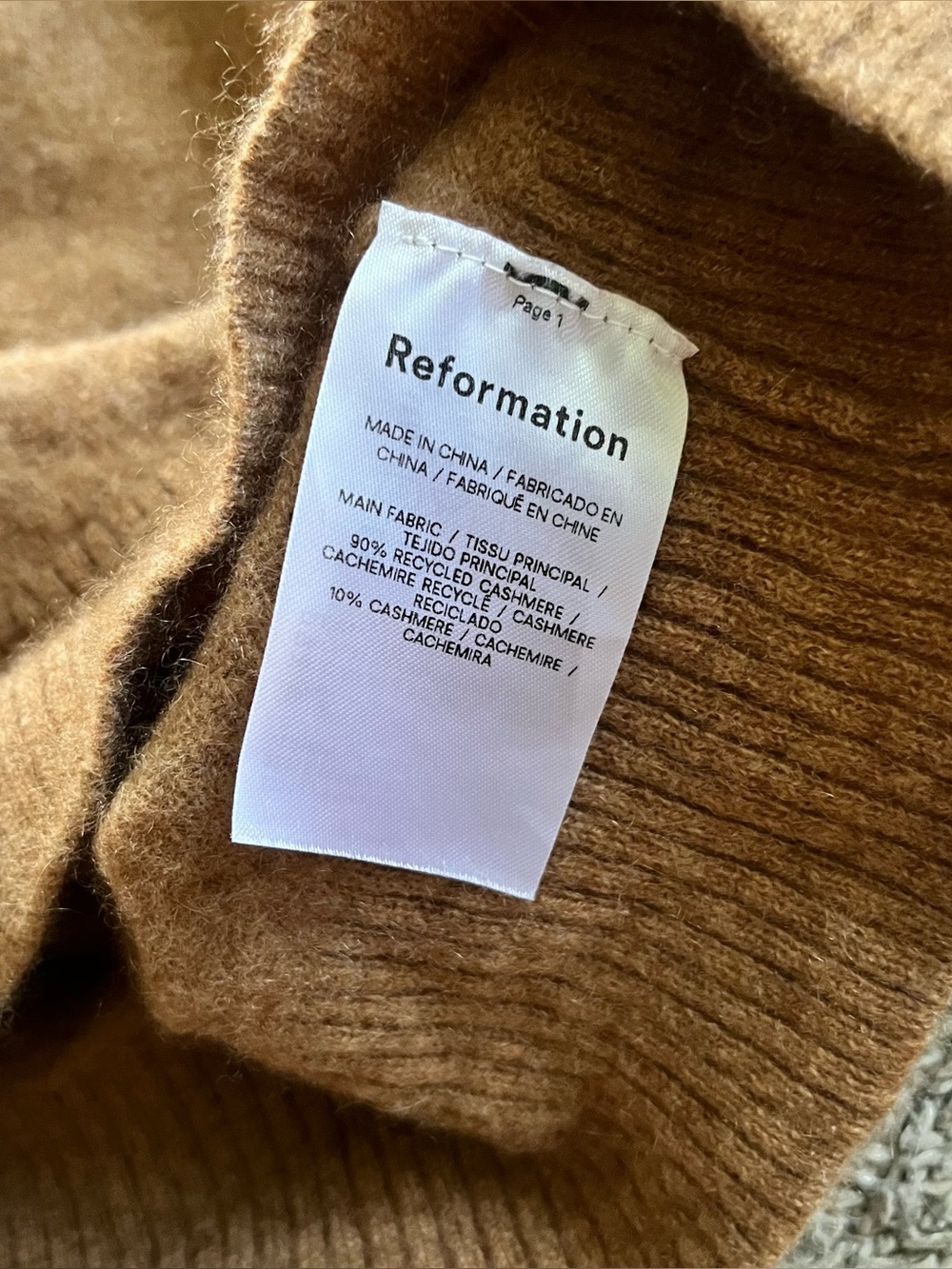 Reformation Cashmere Polo Sweater Cropped Camel Tan Brown Sweater Collar Small - Picture 5 of 7